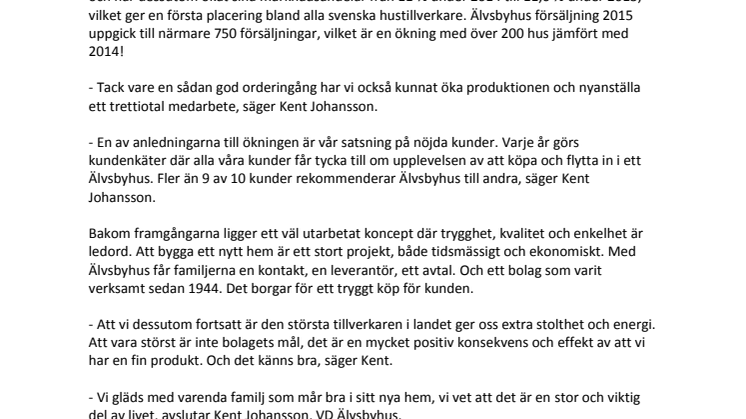 Älvsbyhus – störst i Sverige 15 år i rad!