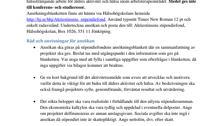 Råd och anvisningar Aktiestinsen