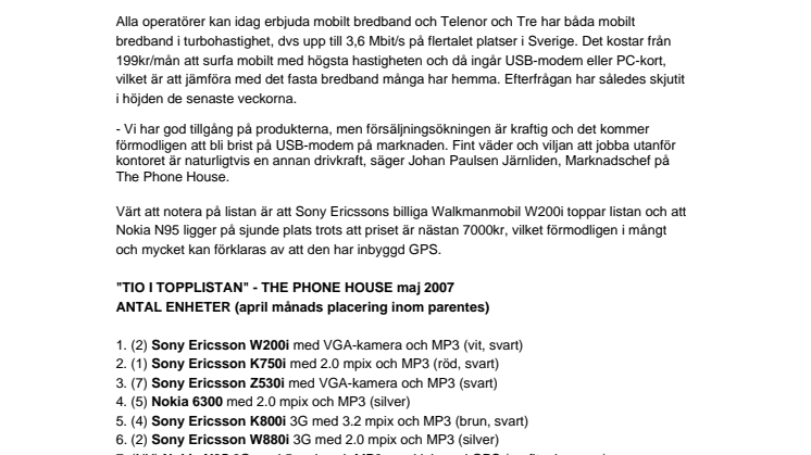 Stor efterfrågan på mobilt bredband