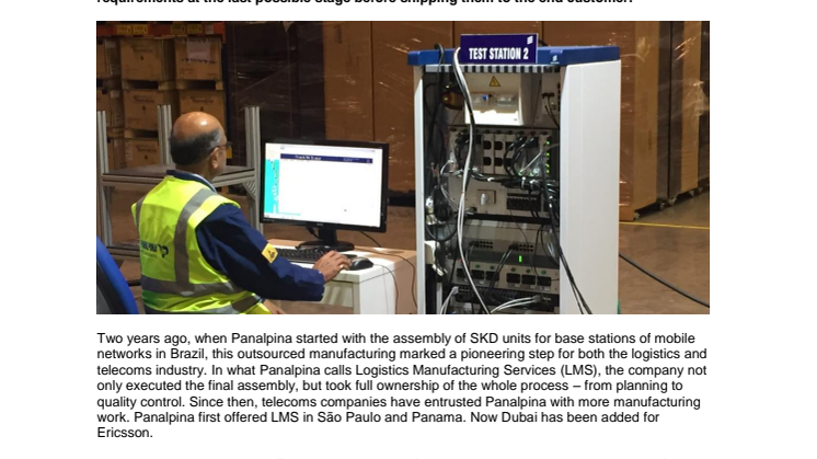 Panalpina expands Logistics Manufacturing Services with Ericsson