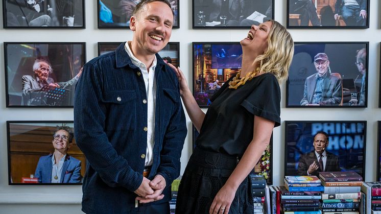 Bokmässans presskonferens 2023 Johan Kollén Oskar Ekström Frida Edman : Foto Pelle Nilsson