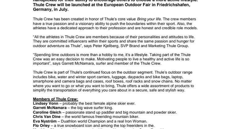 Share the outdoor passion with Thule Crew