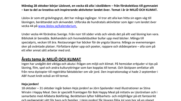 Nu är det dags för LÄSLOV vecka 44! 