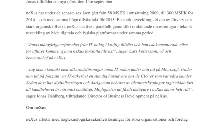 Microsoftveteran förstärker neXus företagsledning