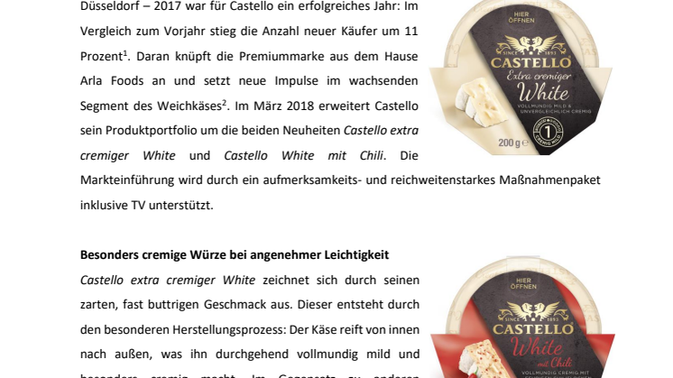 Castello erweitert Weichkäse-Sortiment