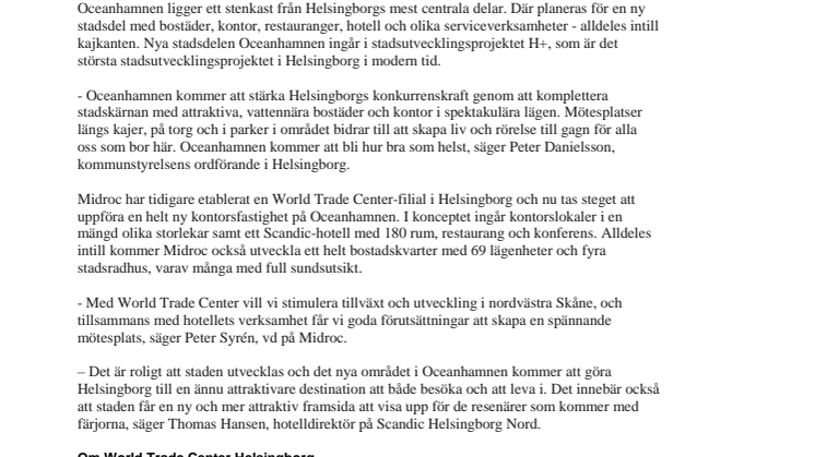 Midroc byggstartar World Trade Center Helsingborg 