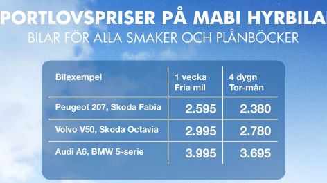 Sportlovspriser på Mabi Hyrbilar - bilar för alla smaker och plånböcker!