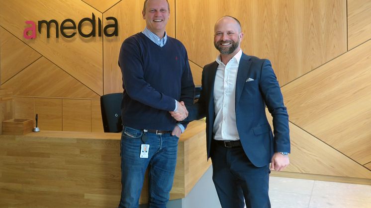 Lars Malmberg i Amedia sammen med Thomas Nilsen i Canon Norge