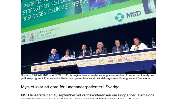 Mycket kvar att göra för lungcancerpatienter i Sverige