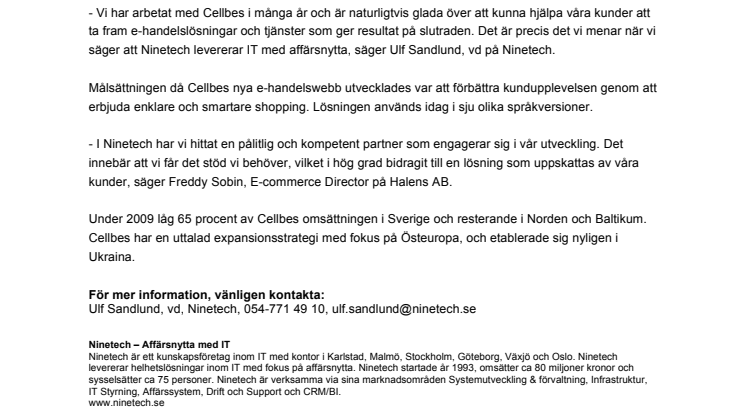E-handelslösning lyfter Cellbes