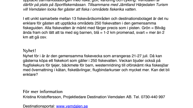 Vemdalen är på Sportfiskemässan 21-23 mars