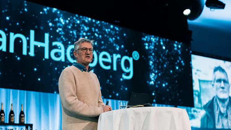 Anders Tegnell gjorde i fredags premiär som talare på HusmanHagbergs kickoff.
