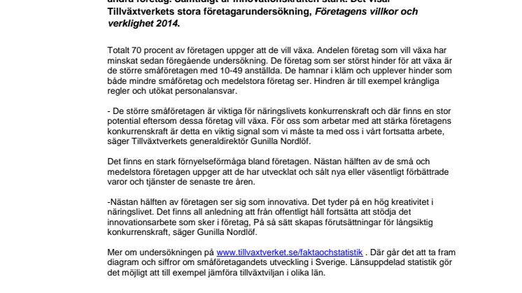 Tillväxthinder större för småföretag med fler anställda 