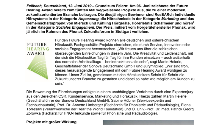 Vorreiter der Hörakustikbranche ausgezeichnet 