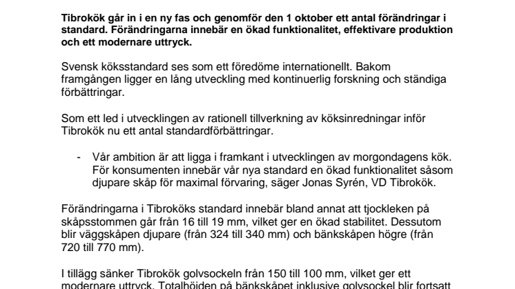 Tibrokök inför ny standard