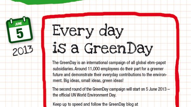 GreenDay på ebm-papst den 5:e juni - FN:s Världsmiljödag