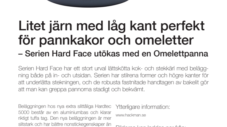 Hackman Hard Face utökar med omelettpanna