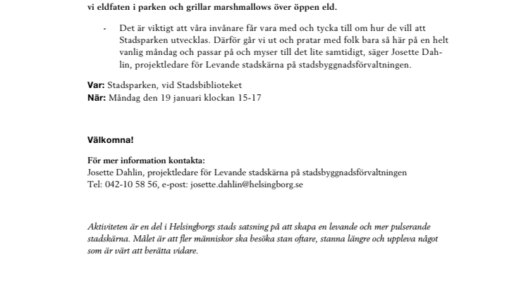 Grillade marshmallows i Stadsparken på måndag