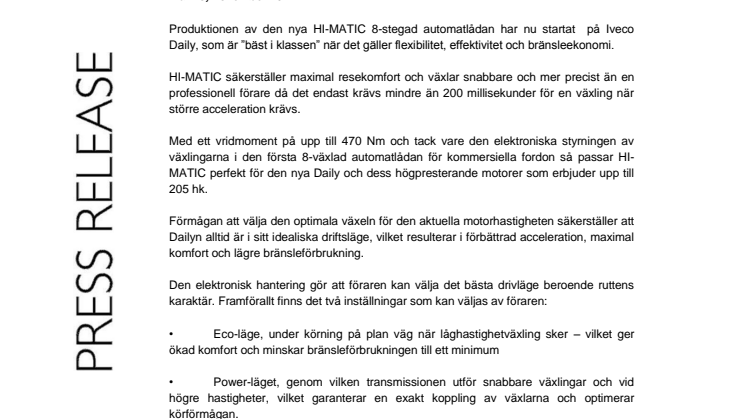 Iveco Daily - automatiskt ännu bättre