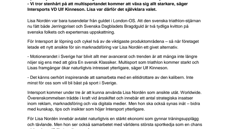 Intersport inleder samarbete med triathlonstjärnan Lisa Nordén