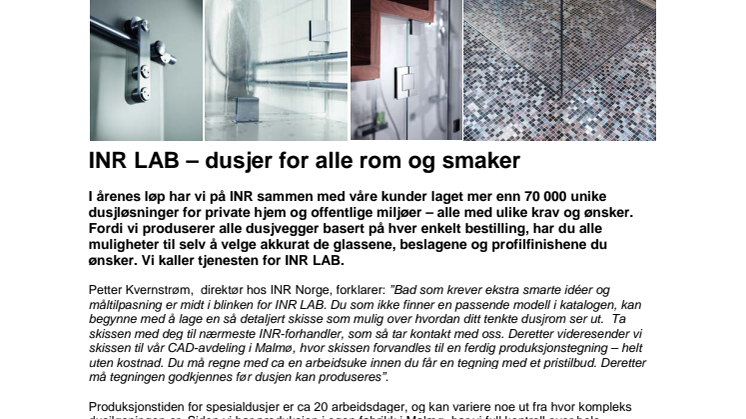 INR LAB – dusjer for alle rom og maker