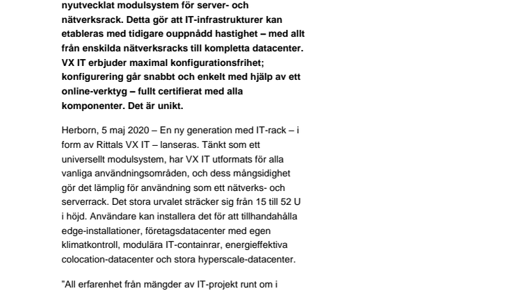 Det nya IT-racksystemet från Rittal har anlänt! Världens snabbaste IT-rack