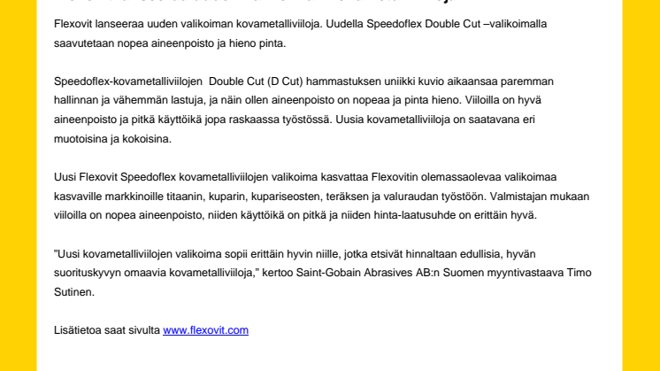 Flexovit lanseeraa uuden valikoiman kovametalliviiloja