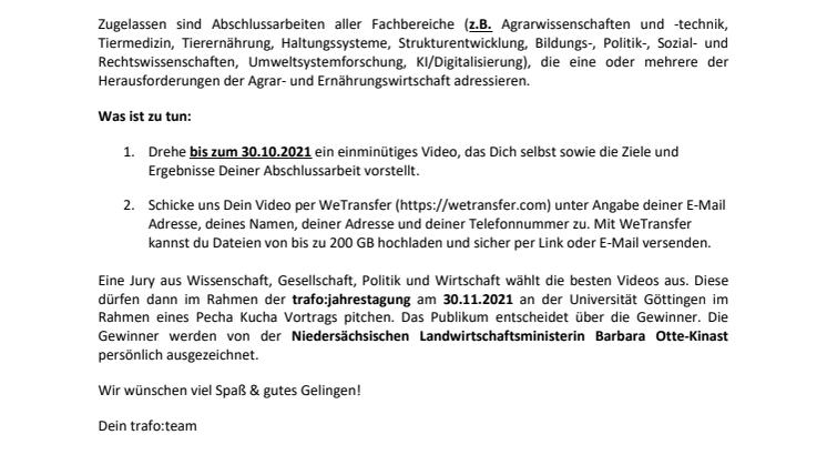 Ausschreibung trafo:nachwuchspreis"