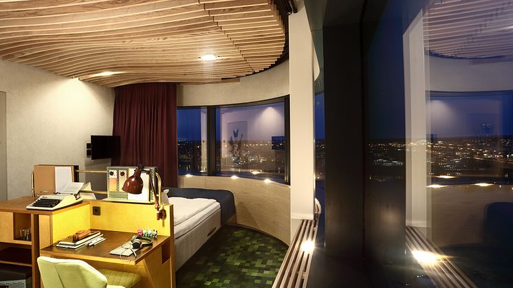 "M" guest room at U&Me Hotel in Umeå, Sweden, by Stylt Trampoli