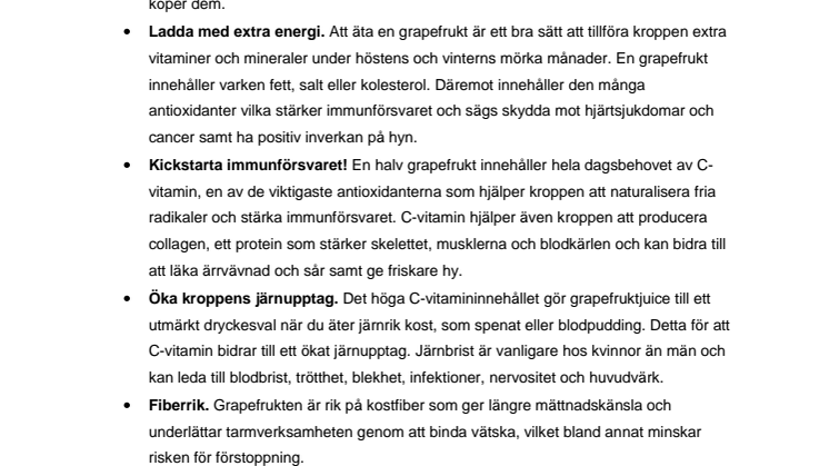 Låt grapefrukten ge energi under den mörka årstiden 
