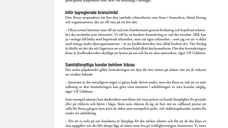 Branschråd behövs för djurskyddet