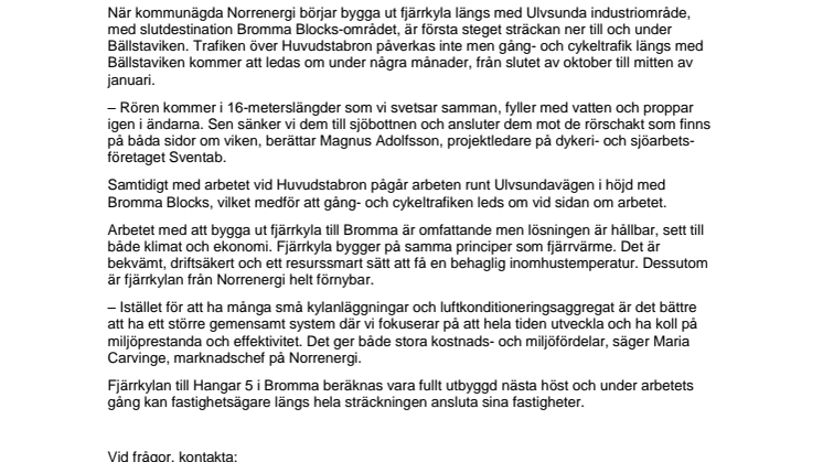 Nu startar utbyggnaden av Brommas nya nät för fjärrkyla 