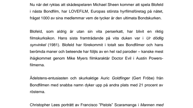 BLOFELD VALD TILL BÄSTA BONDSKURKEN