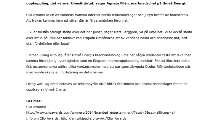 Silver till Umeå Energi vid en av världens mest kända reklamtävlingar