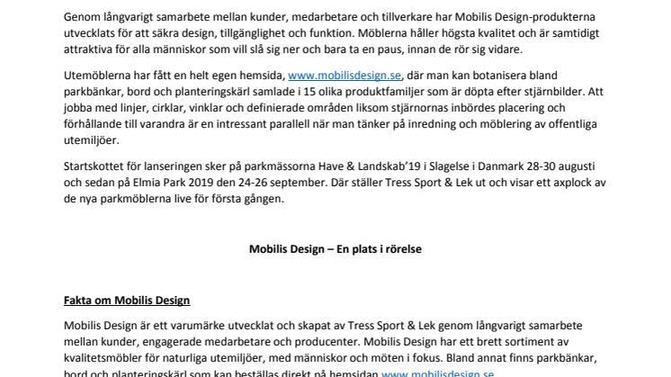 Mobilis Design – nytt varumärke från Tress Sport & Lek!