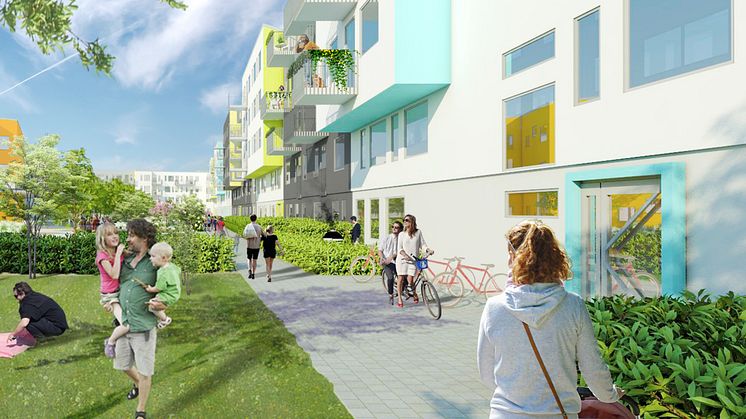 Kvarteret Gjuteriet. Illustration: Chroma Arkitekter