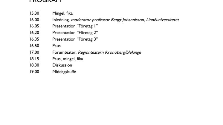 PROGRAM - Scener från ett familjeföretag 19 och 20 maj