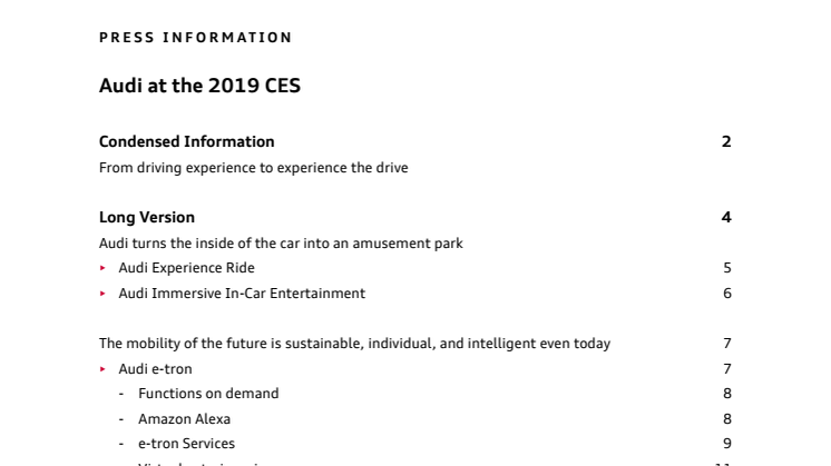 Audi på CES 2019 - detaljeret information