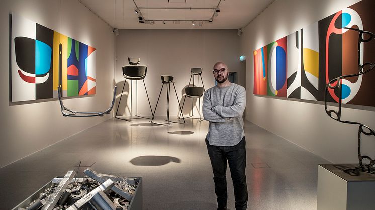 Designer Luca Nichetto at Phoenix art installation at Bukowskis in Stockholm
