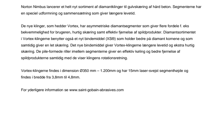 Ny diamantklinge med længere levetid til hård beton