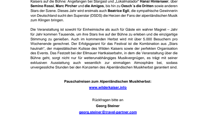Musikalischer Herbst am Wilden Kaiser