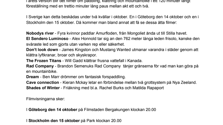 Ny filmfest för outdoor- och äventyrspubliken