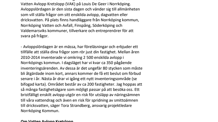 Avloppslördag sätter fokus på enskilda avlopp och  dagvatten