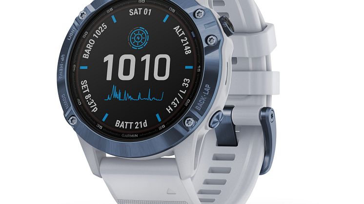 fenix 6 Pro Solar Steinweiss / Blau