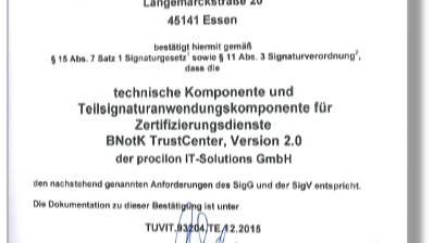 Langfristige Sicherheitsbestätigung für procilon Lösung 