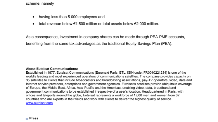 ELIGIBILITY TO PEA-PME SCHEME