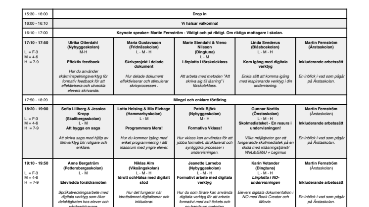 VETT2016 Grundskola, schema