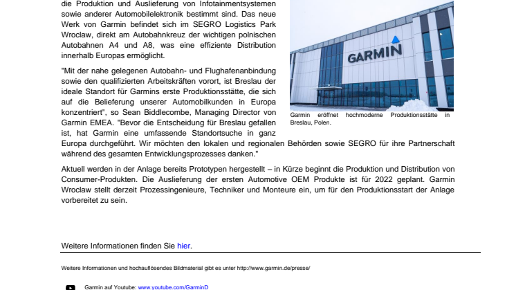 PM Garmin Werksöffnung Polen