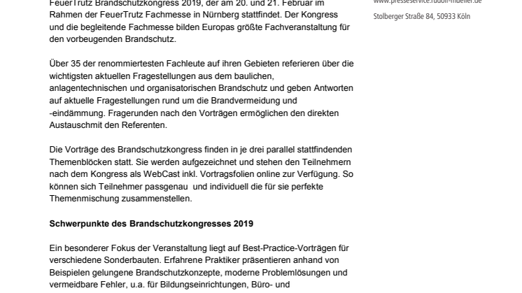 FeuerTrutz Brandschutzkongress 2019