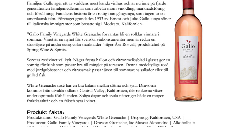 Ny rosé från Gallofamiljen på Systembolaget